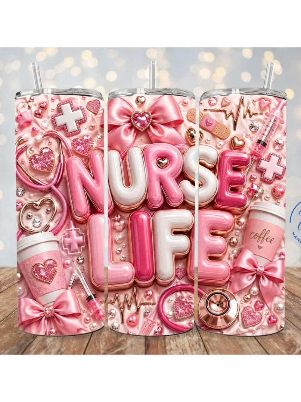 Pink Nurse 20oz Tumbler, Skinny Nurse Gift, RN Tumbler, Medical Worker Cup